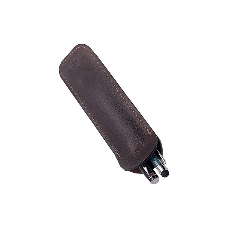 Aston Leather Pen Slip - Brown Double