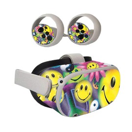 MightySkins Glossy Glitter Skin Compatible with Oculus Quest 2 - Peace Smile | Protective, Durable High-Gloss Glitter Finish | Easy to Apply, Remove, and Change Styles | Made in The USA