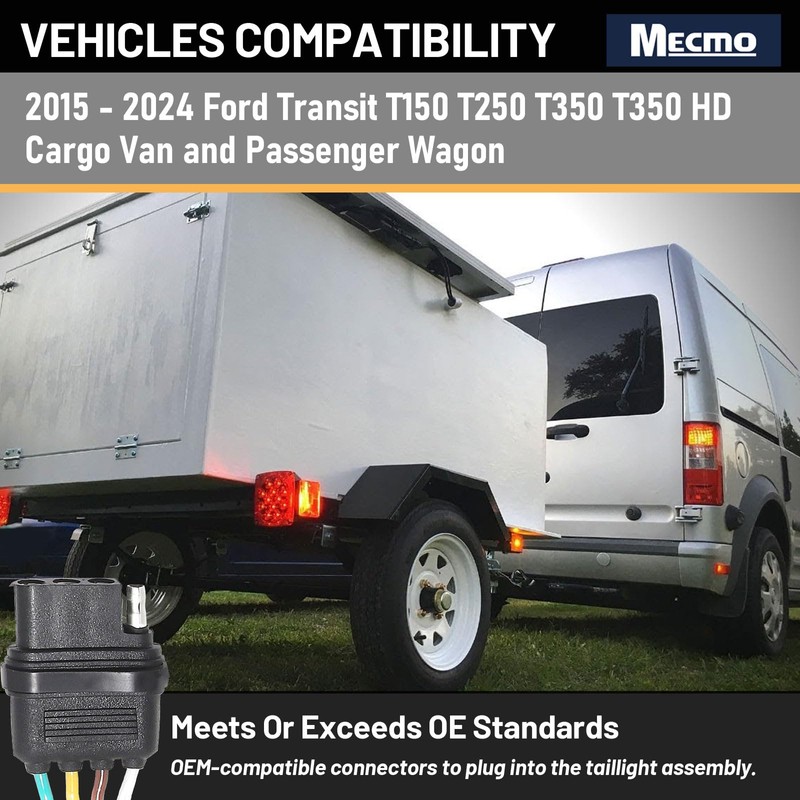 MECMO 4-Pin Trailer Wiring Harness 56327 for 2015-2024 Ford Transit