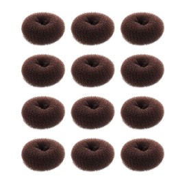 SQULIGT Hair Donut Set - 12 Pcs Crown Shapers for Short and Thin Hair, Kids Girls Women (Size S/ 2.3 Inch, Dark Brown)