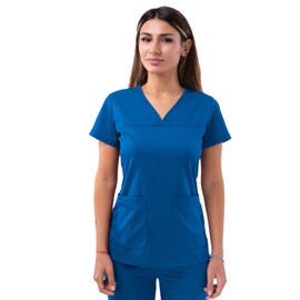 Adar Uniforms Pro Scrubs for Women - Sweetheart V-Neck Top - P4210 - Royal Blue - M