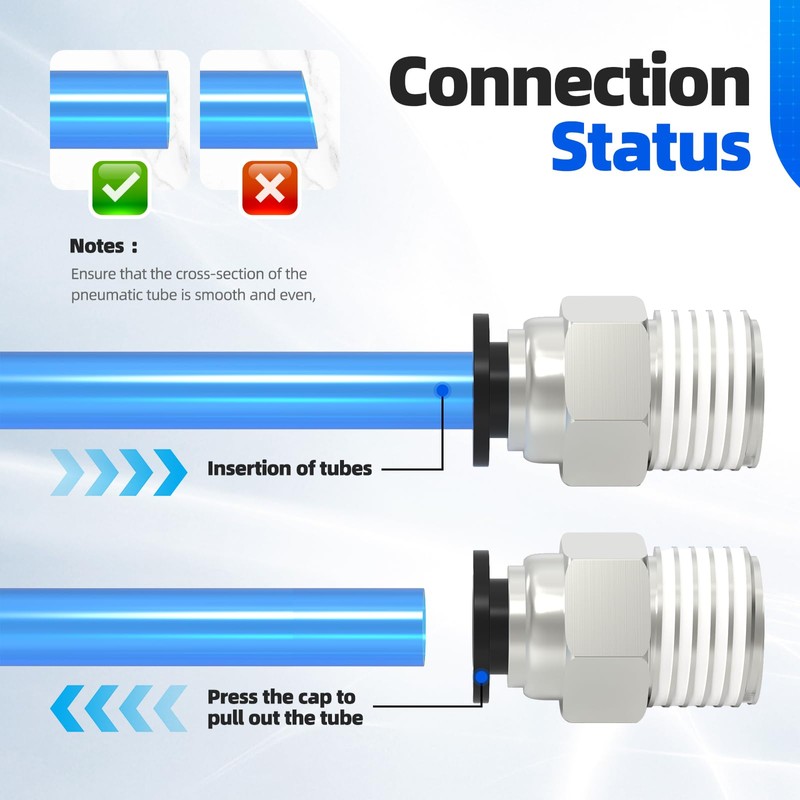 Hoodutric Push to Connect Fittings, 6mm Tube OD x 1/4