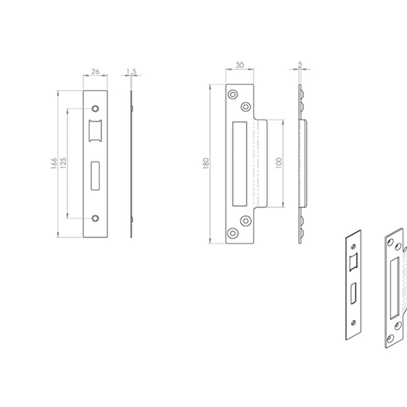 Square Forend Strike and Fixing Pack - Suitable for Sashlocks