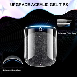 CyyaPeaap Extra Short Square Nail Tips, 240Pcs Soft Acrylic Gel Pre-Shaped Fake Nails, Half Matte Full Cover Clear Press on Nails for Nail Extension, Manicure, Home DIY, Salon, 12 Sizes, Gelly Tips