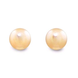Classic Pearlized Gold Color 8mm Faux Pearl Stud Earrings - Pierced Post