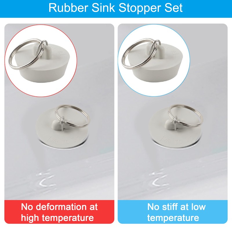Hibbent 6 Pieces Drain Stopper, Rubber Kitchen Sink Drain, Sink