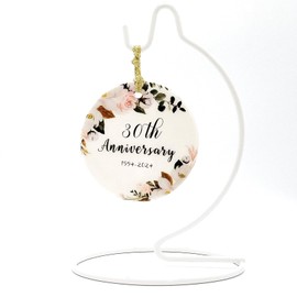 OWTTWO 30th Anniversary Wedding Gift - 30th Anniversary Christmas Ornament with Never Fade Embossed Lettering and Patterns for Couples,Parents,Husband,Wife
