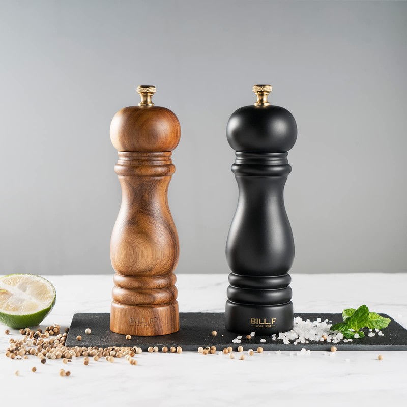BILL.F Pepper Mill, Salt Mill, Natural Oak Mill, Pepper Mill,