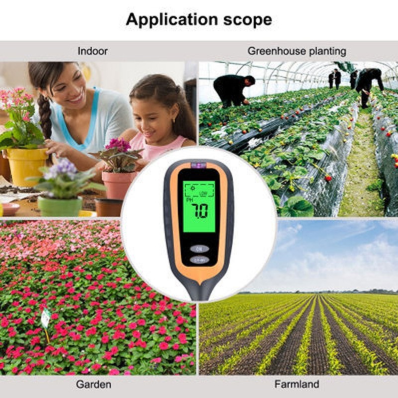 Soil Moisture Meter 4 in 1 Digital Backlight Plant Temperature