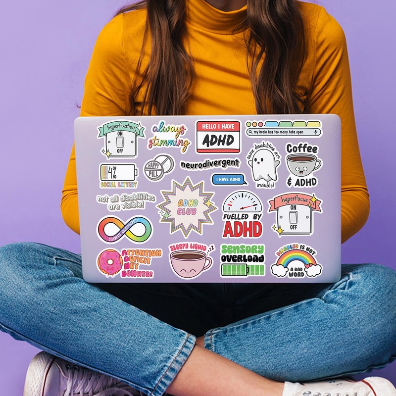 A4 Sticker Sheet ADHD Vinyl Stickers - Celebrate Neurodiversity Autistic