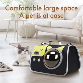 Printed Space Capsule Cat Bag, Large Capacity Crossbody Dog Bag, Universal Pet Bag for All Seasons (Black)
