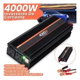 Inversor De Corriente Para Coche Hzero 4000w Convertidor Voltaje Transformador 2 Usb 2 Enchufes Estadounidense Disipación Calor 12v-110v