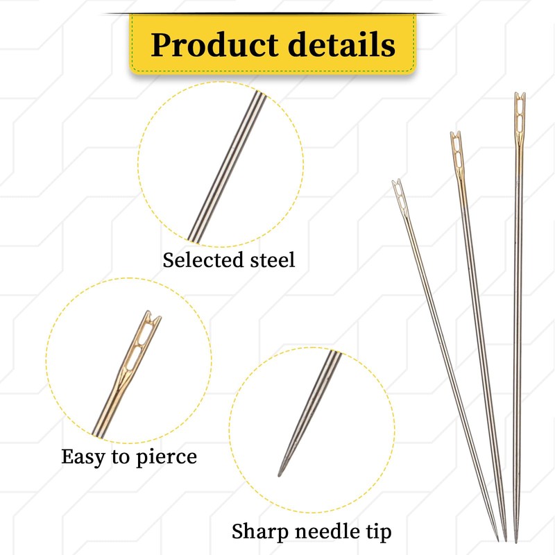 48Pcs Large Eye Sharp Needles, Self Threading Needles for Hand