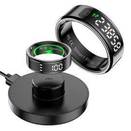 Smart Ring with Display Heart Rate Monitor Fitness Ring Step Counter Sleep Tracker Health Rings Calories Prayer Counting Fitness Tracker for Android iOS