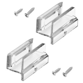 Clear Acrylic Frameless Door Track Guide for 3/8 in Glass Sliding Doors,Bathtub Shower Glass, Sliding Shower Door Bottom Guide with Screw, Shower Door Replacement Parts Bottom Guide (2 Pack)