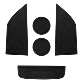 CupHolderHero Compatible with Ford Mustang Accessories 2015-2023 Premium Custom Interior Non-Slip Anti Dust Cup Holder Inserts, Center Console Liner Mats, Door Pocket Liners 5pc Set (Solid Black)