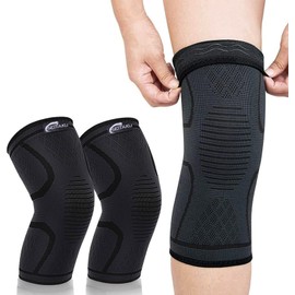 Knee Supporter, Sports, Knee Support, High Breathability, Stretchy, Volleyball, Running, Basketball, Daily Life, Left/Right, Unisex, Pack of 2 (XL, Black)