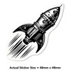 4 x Klein 50mm 'Retro-Raketenschiff' Permanente Aufkleber (DW00120004)