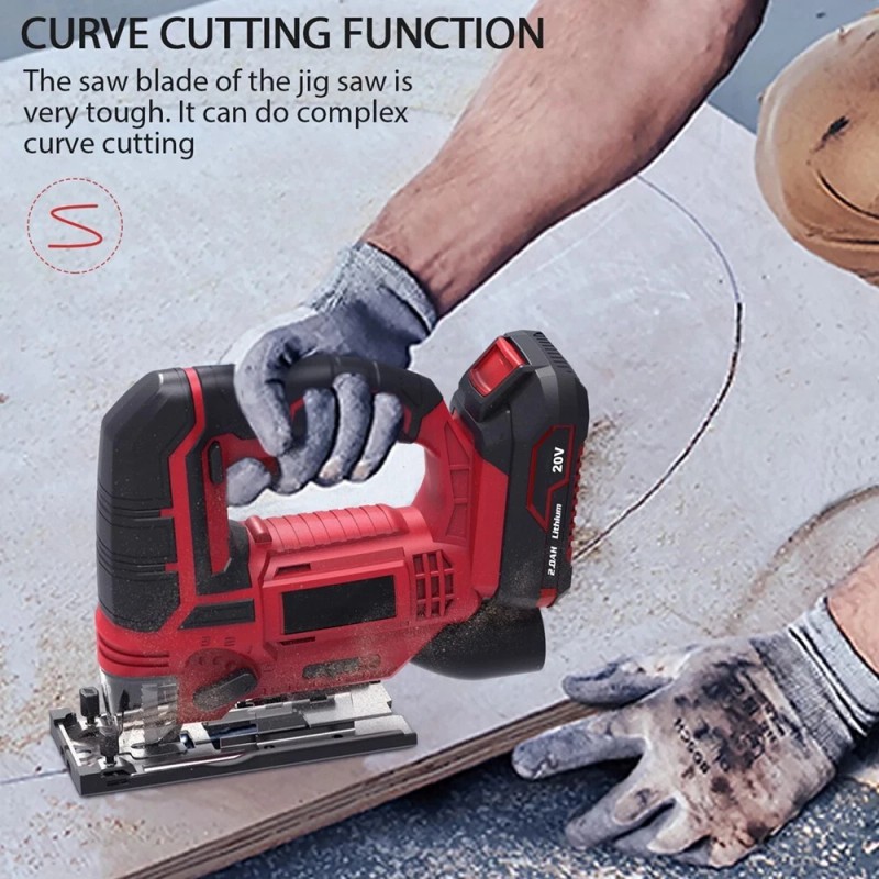 Meterk Cordless Jig Saw, 20V Lithium Ion Jigsaw with LED