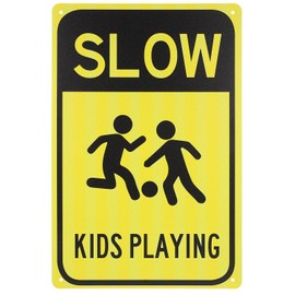 iplusmile Slow Down Sign, Kids Playing Safety Sign, Slow Down Warning Sign, Children Playing Caution Label, for Street Lawn Neighborhoods Yard Road Visual Signal
