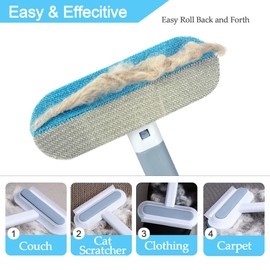 Pet Hair Removal Tool, Dog and Cat Hair Remover for Couch Carpet Furniture, 4 in 1 Multifunctional Pet Hair Removal Broom, Cleaning Brush for Window Tile, Reusable Washable, 1 Piece
