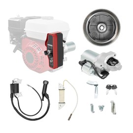 JAYGOVAN Electric Start Kit for Honda Gx240 8HP GX270 9HP Small Engines Engines Starter Electric Start Motor Kit with Solenoid Flywheel,Ring Gear Key Switch Box & Keys Charging Coil Mounting Bolts