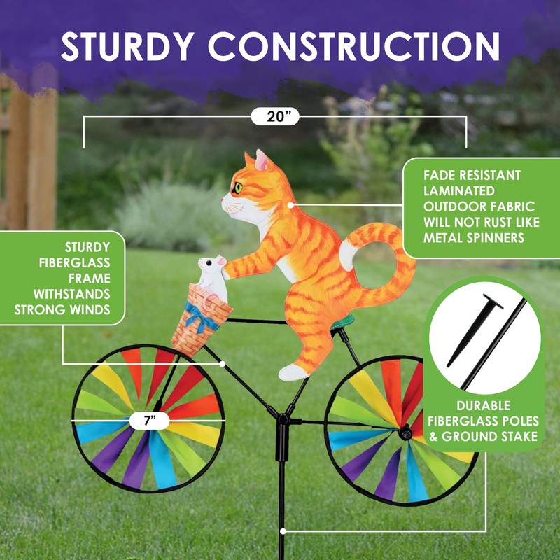 Bike Spinner Kitty 20" – Playful Feline Design, Weather-Resistant Outdoor