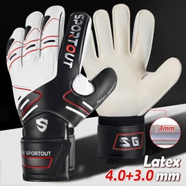 Sportout Youth&Adult Goalie Goalkeeper Gloves,Strong Grip for The Toughest Saves, with Finger Spines to Give Splendid Protection to Prevent Injuries,3 Colors (Black, 10)