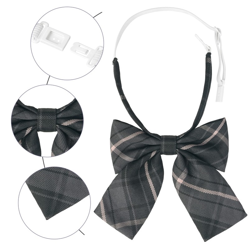 [Elerevyo] Women's Plaid Cotton Pre-tied Funny Bow Tie for Party