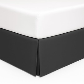 Mattress-Homes Luxury Box Pleated Bed Skirt Split Corners Platform Style Easy Fit Fade & Wrinkle Resistant with Tailored Drop 14 Inch (Queen, Dark Grey)