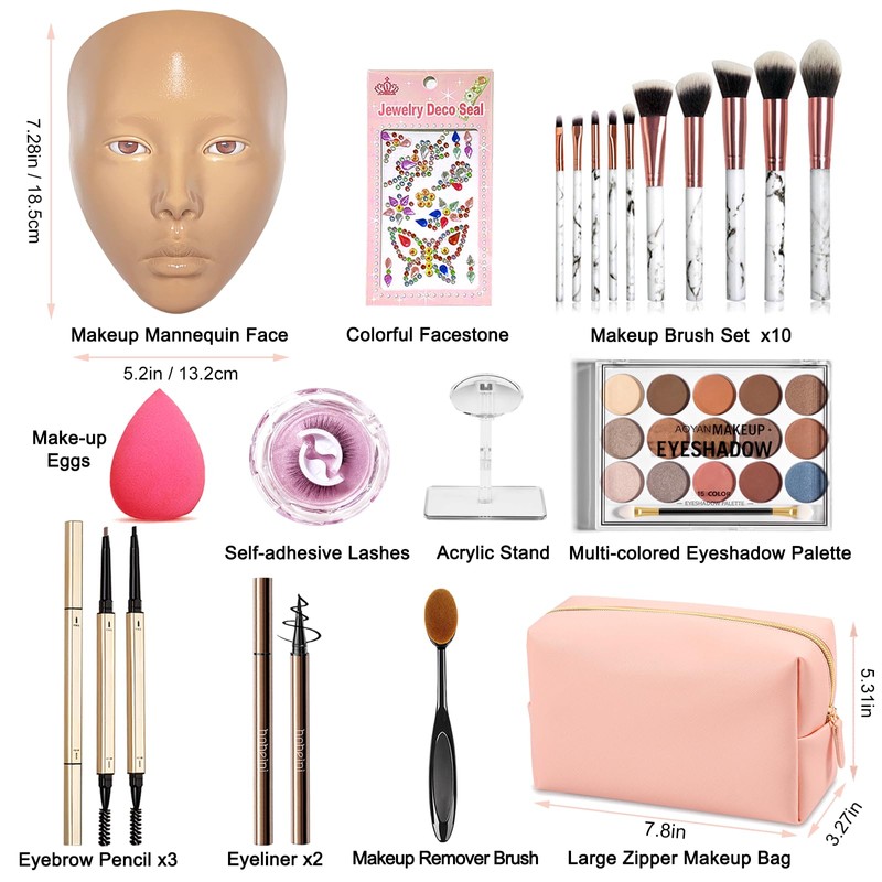 Banugo Makeup Practice Face Board, Silicone Makeup Mannequin Head for