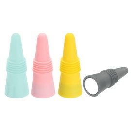MECCANIXITY 4Pcs Wine Stoppers High Temp Silicone Plug T Shaped Wine Bottle Stopper Wine Outlet Cap Bottle Cover, 4 color