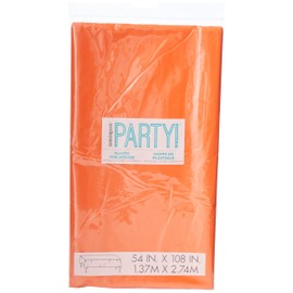 Solid Pumpkin Orange Rectangular Plastic Table Cover (137cm x 274cm) 1 Count - Elegant & Durable Tablecloth for Parties, Events, and Home Use