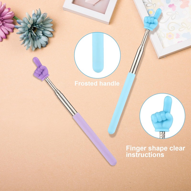 2 Pcs Pointer Stick,Telescopic Teachers HandPointer,Stainless Steel Children's Reading Finger