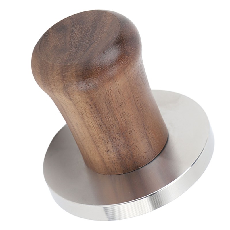 Wood Handle Coffee Tamper Stainless Steel Press Detachable Flat Base