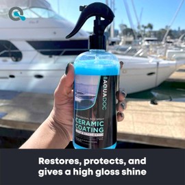 AquaDoc Boat Ceramic Coating Spray - SiO2 Marine Wax for Boats - Helps Provide Glossy Shine & UV Protection - Water-Repellent Ceramic Wax Spray for Boats, Yachts & Watercrafts - 16oz