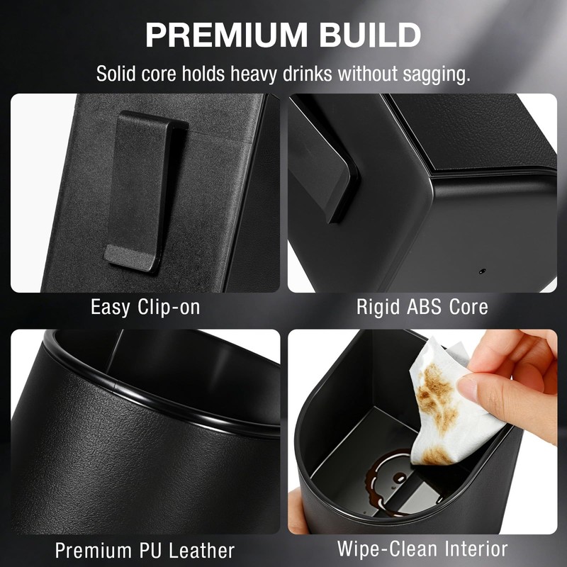 Car Door Cup Holder Sag-Free, Rigid Clip-On Extra Cup Holder