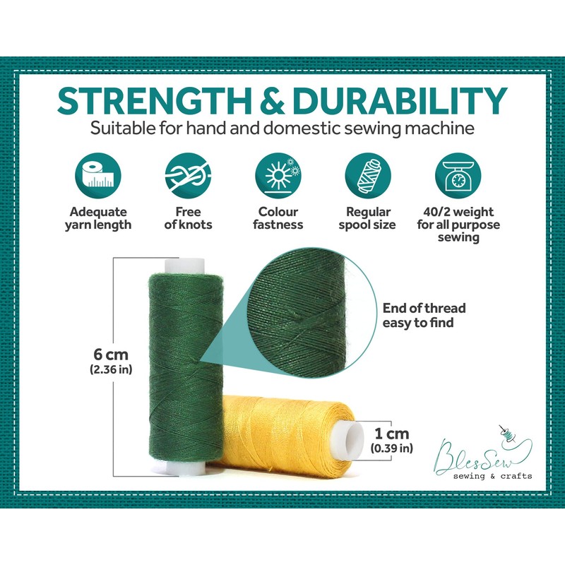 BlesSew Sewing Threads for Sewing Machine and Hand Stitching in