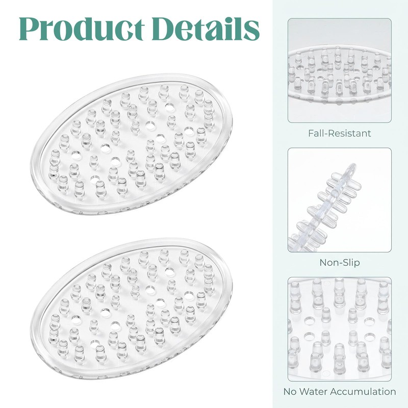 2 Pcs Silicone Soap Holder, Clear Silicone Soap Dish for