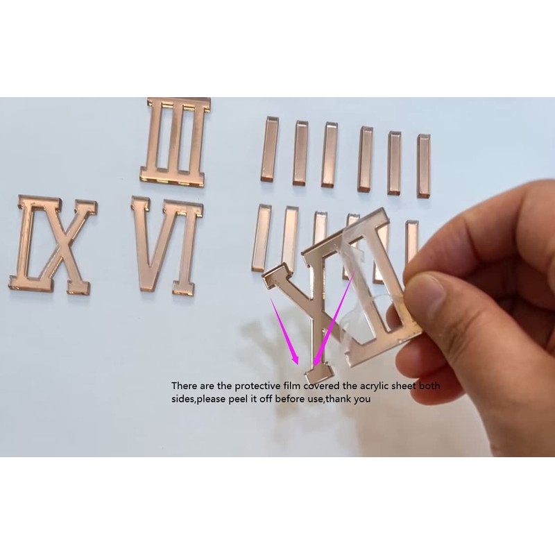 Yuxuanish Rose Gold Roman Numerals (4cm) & Dashes (3cm) for