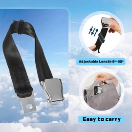 Airplane Seat Belt Extender for Pregnant Woman or Fat Man, Universal Adjustable Aircraft Safety Belt Parts with 45 Steel Buckle Clip 20-80CM, 8-32 inches Adjustable