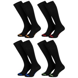 Piarini 4 Pairs of Men's Long Business Knee Socks - Cotton Stockings without Elastic Waistband Cotton - Men's Socks, Black coloured lace