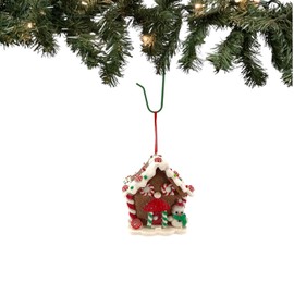Clay Dough Gingerbread House with Snowman Christmas Tree Ornament 3 Inch