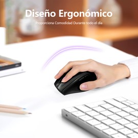 TERPORT F11 Mouse Inalámbrico Ergonómico de 2.4G Computadora, Wireless Gaming Mouse con 5 Niveles de DPI Ajustables, Ratón USB Móviles 2400DPI, Ratón Reposamanos de Muy Bajo Consumo de Energía (negro)