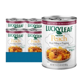 Lucky Leaf 4-Pack of Premium Pie Filling or Topping 22 oz Cans + 1 Utility Freebie by Lavinia Essentials Brand (Premium Peach, 4 Pack)