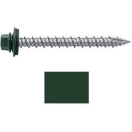 Metal ROOFING SCREWS: (250) 10 x 2" Forest/Ivy Green Hex Head Sheet Metal Roof Screw. Self starting metal to wood siding screws. EPDM washer. Colored head