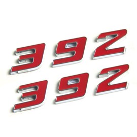 Yoaoo 2X OEM Red 392 Emblem Badge Alloy Decal 3D Logo Hemi Challenger Chrysle 300c (Red)