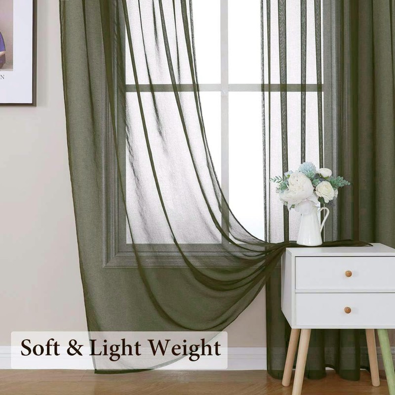 MIULEE - Cortinas transparentes de lino con textura de 84