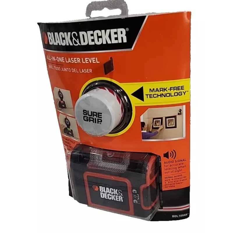 BLACK+DECKER Black Decker Sure Grip Laser Level BDL 100AV ALL-IN-ONE