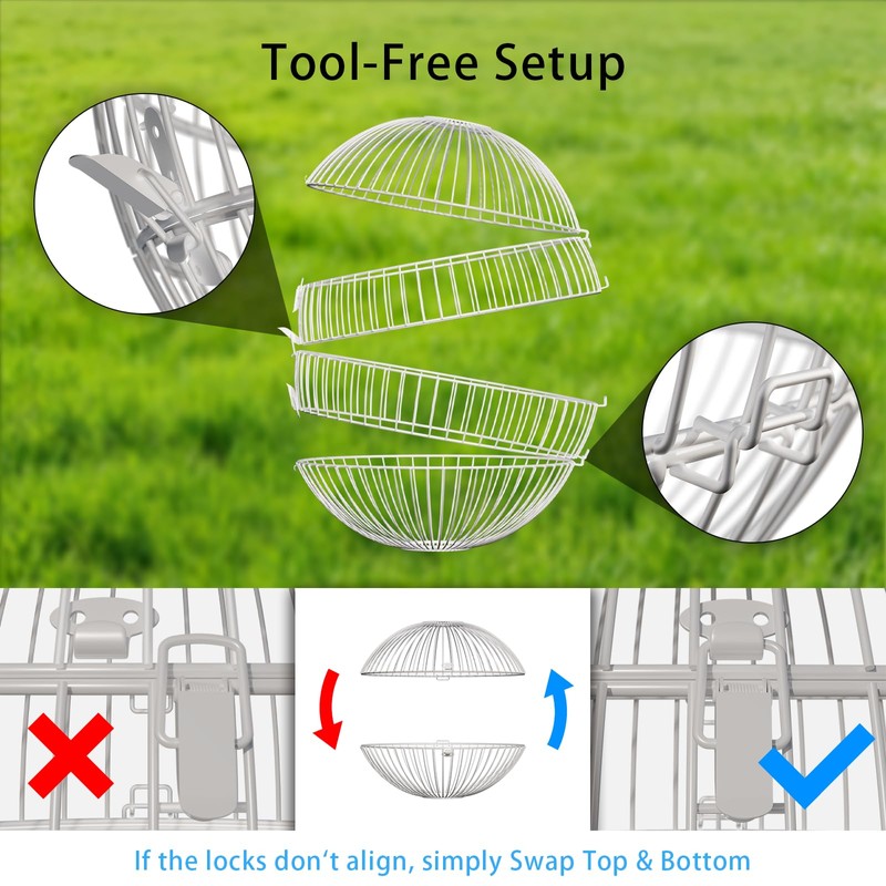 TINAFEITEM Rolling Small Animal Cage 11.8 inches, Metal Mesh Ball Cage